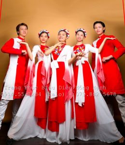 Áo Khoác tứ thân 13 trắng tay đỏ - KTT13