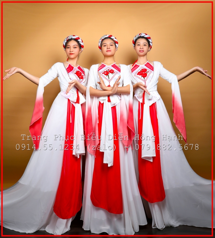 Quần váy hồng yếm vàng phi  Trang phục biểu diễn Hoa Mai