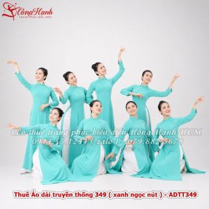 Thuê Áo dài truyền thống 349 ( xanh ngọc nút ) - ADTT349