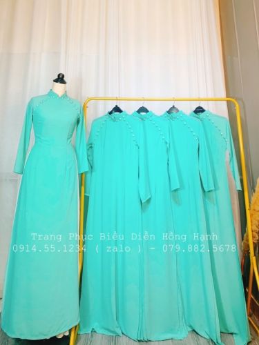 Thuê Áo dài truyền thống 349 ( xanh ngọc nút )