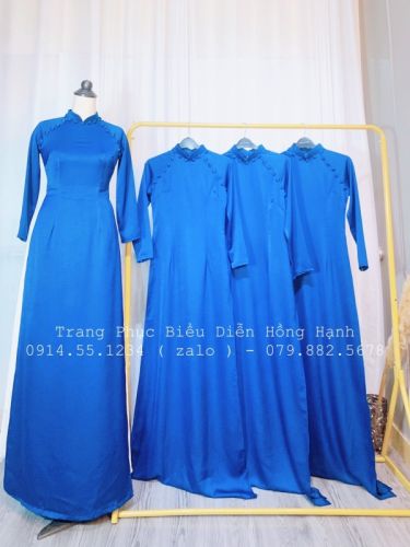 Thuê Áo dài truyền thống 352 ( xanh cổ vụt nút )