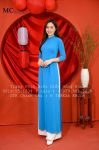 Áo dài trơm lễ tân xanh dương - ADT26