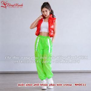 Trang phục nhảy hiện đại ( Quần joker phối khoác phao kèm crotop ) - NHDC11