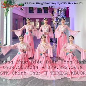 Áo Tứ Thân Hồng Yếm Hồng Họa Tiết Hoa Sen 97 - TT97