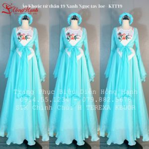 Áo Khoác tứ thân 19 Xanh Ngọc tay loe - KTT19