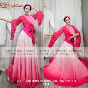 Áo Tứ Thân Trắng Hồng Yếm Hồng Trơn 110 - TT110