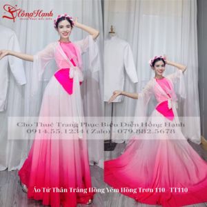 Áo Tứ Thân Trắng Hồng Đỏ Yếm Hồng Trơn 111 - TT111