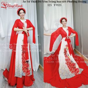 Áo Tứ Thân Đỏ Yếm Trắng họa tiết Phượng Hoàng 125 - TT125