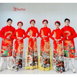Thuê Áo dài truyền thống 378 đỏ - ADTT378