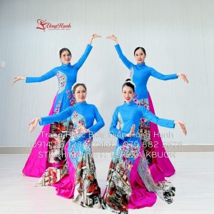 Thuê áo dài truyền thống 377 xanh dương đậm - ADTT377