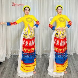 Thuê áo dài truyền thống 407 múa Việt Nam Thịnh Vượng Sáng ngời - ADTT407