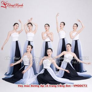 Váy múa đương đại cổ trang trắng đen - VMDDCT2