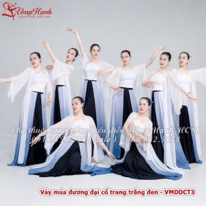 Váy múa đương đại cổ trang trắng đen - VMDDCT3