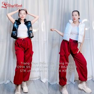 Thuê quần nhảy jogger đỏ đô  ( Quần + phao )