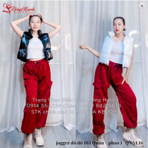 Thuê quần nhảy jogger đỏ đô 16 ( Quần + phao ) - QNNL16