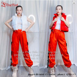 Thuê quần nhảy jogger đỏ tươi 15 ( Quần + phao ) - QNNL15