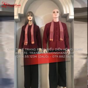 Thuê Áo bà ba nam - nữ màu đỏ nâu 81 ( chưa kèm khăn rằn )