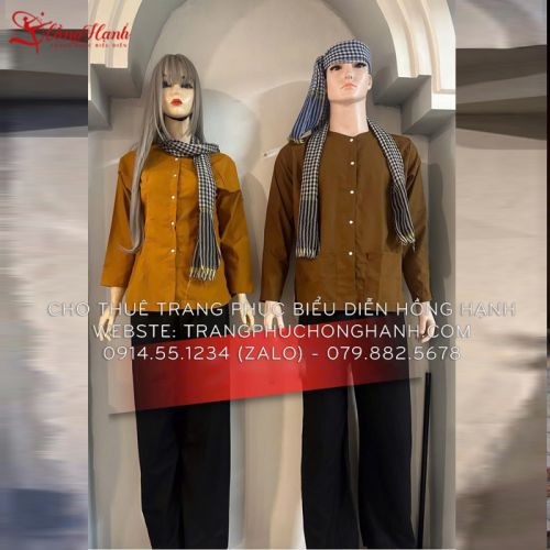 Thuê Áo bà ba nam - nữ màu vàng đất 83 ( chưa kèm khăn rằn )