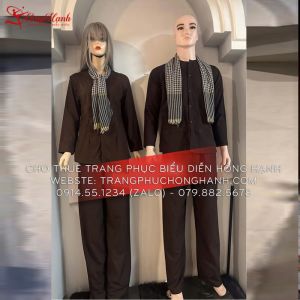 Thuê Áo bà ba nam - nữ màu nâu 84 ( chưa kèm khăn rằn )