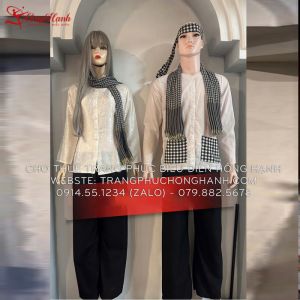 Thuê Áo bà ba nam - nữ màu trắng 85 ( chưa kèm khăn rằn )