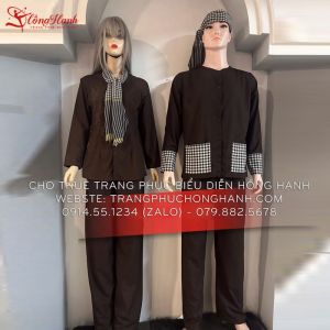 Thuê Áo bà ba nam - nữ màu nâu đậm 86 ( chưa kèm khăn rằn )