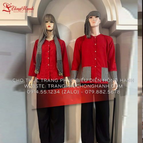 Thuê Áo bà ba nam - nữ màu đỏ tươi 87 ( chưa kèm khăn rằn )