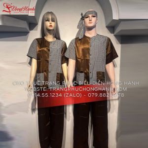 Thuê Áo bà ba nam - nữ màu nâu 88 ( chưa kèm khăn rằn )