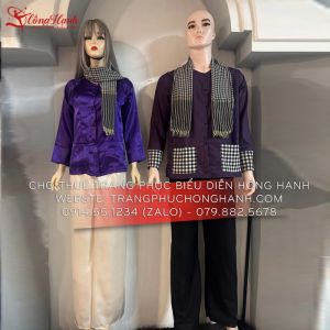 Thuê Áo bà ba nam - nữ màu tím 89 ( chưa kèm khăn rằn )
