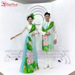 Áo Dài Sen Nam Nữ - Trắng Xanh