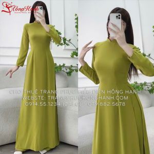 Cho Thuê Áo Dài Trơn Màu Xanh Rêu