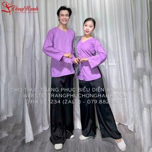 Thuê Áo bà ba nam - nữ màu Tím 92 ( chưa kèm khăn rằn )