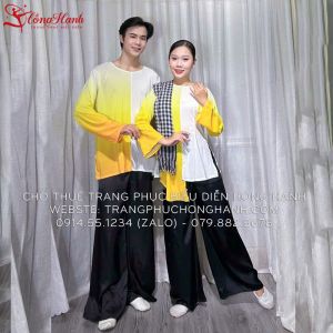 Thuê Áo bà ba nam - nữ màu vàng trắng 93 ( chưa kèm khăn rằn )