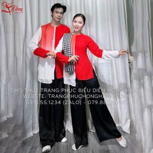 Thuê Áo bà ba nam - nữ màu Đỏ Trắng 94 ( chưa kèm khăn rằn )