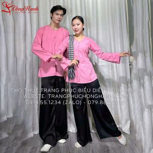 Thuê Áo bà ba nam - nữ màu Hồng 95 ( chưa kèm khăn rằn )