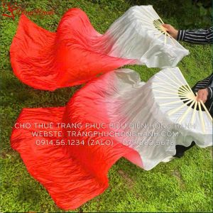 Cho Thuê Quạt Múa màu đỏ trắng 56