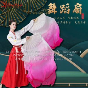 Cho Thuê Quạt Múa màu Hồng trắng 57