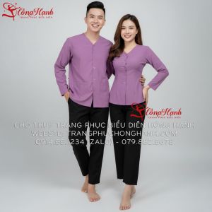 Thuê Áo bà ba nam - nữ màu Tím 96