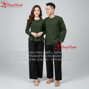 Thuê Áo bà ba nam - nữ màu Xanh rêu 99