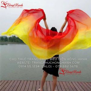 Thuê lụa múa cam đỏ