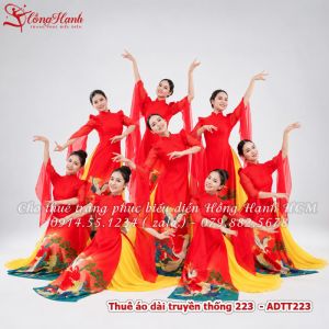 Thuê áo dài truyền thống 223 múa Việt Nam Thịnh Vượng Sáng ngời - ADTT223