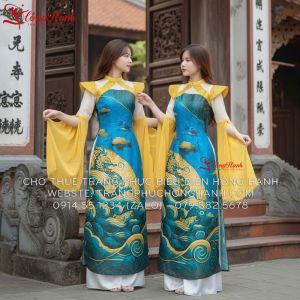 Thuê áo dài truyền thống nữ 532 múa Việt Nam Thịnh Vượng Sáng ngời - ADTT532
