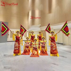 Thuê áo dài truyền thống 228 múa Việt Nam Thịnh Vượng Sáng ngời - ADTT228