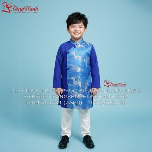 Cho Thuê Áo Dài Bé Trai Màu Xanh Dương