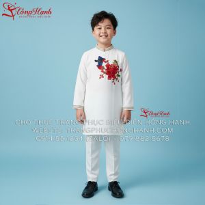 Cho Thuê Áo Dài Bé Trai Màu trắng