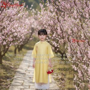 Áo dài bé Gái màu Vàng 03