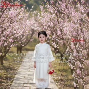 Áo dài bé Gái màu Trắng 06