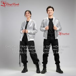 Cho Thuê trang phục nhảy hiện đại Nam - Nữ kim sa trắng
