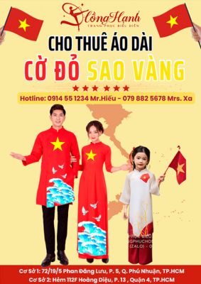 Thuê Áo Dài Cờ Đỏ Sao Vàng Đẹp chỉ từ 80K 1 bộ ở TP.HCM