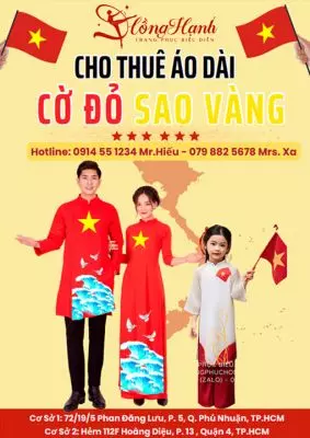 Thuê Áo Dài Cờ Đỏ Sao Vàng Đẹp chỉ từ 80K 1 bộ ở TP.HCM