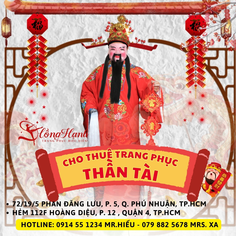 Thuê trang phục Thần Tài Tết 2027 giá rẻ, chất lượng tại HỒNG HẠNH